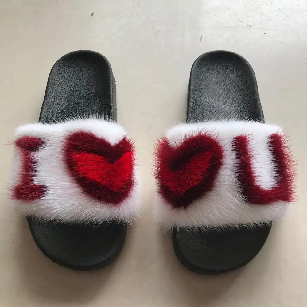 
Wholesale New Custom Logo Fashionable Mink Fur Slippers For Outdoor 
