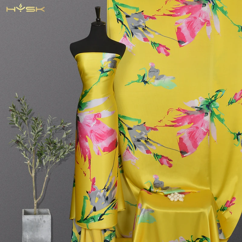 Custom high quality 100 pure silk charmeuse satin fabrics with printed floral pattern design korea east for kids women man
