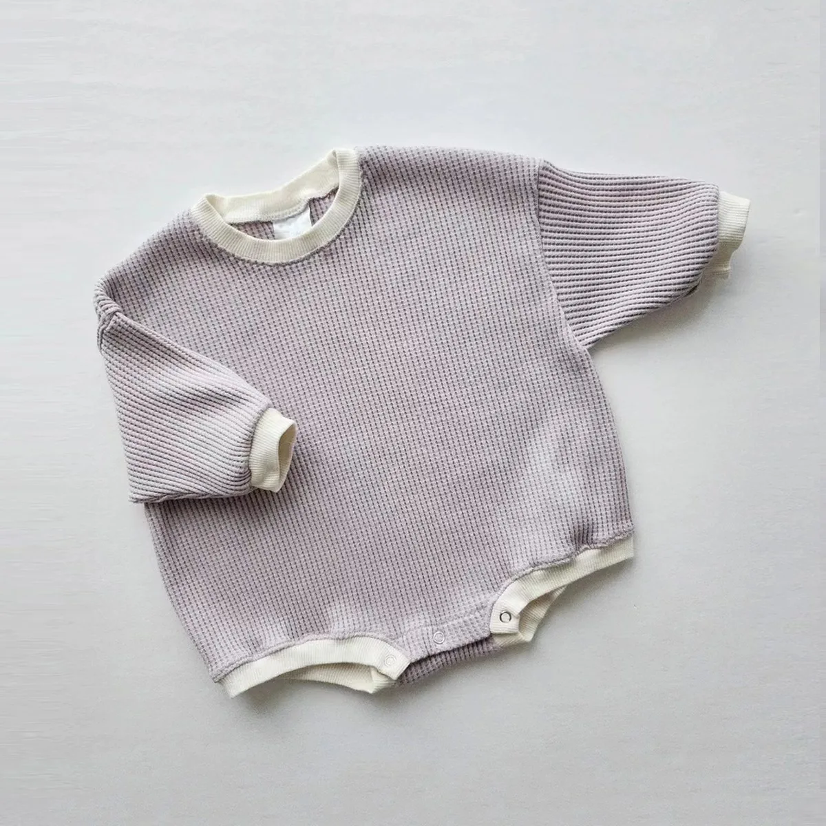 Wholesale Bubble Waffle Ribbed French Terry Baby Romper Sets Long Sleeve Onesies for Infants Casual Cotton Fall/Winter Outfits