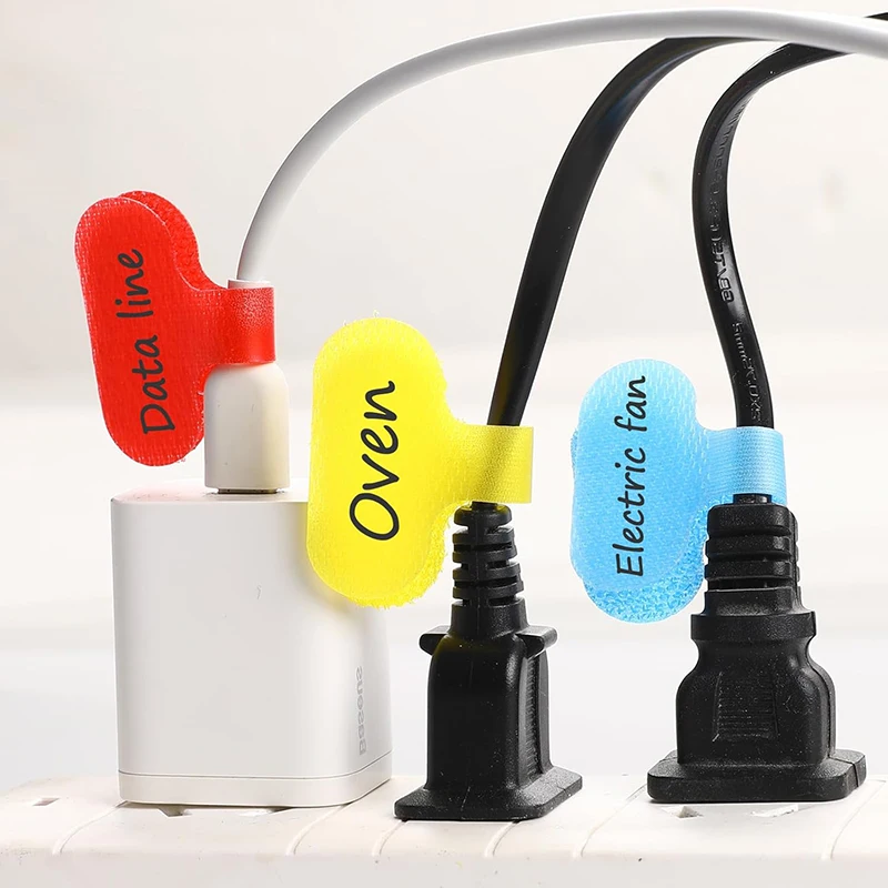 Multi-Color Writable Wire Cable Cord Labels Hook and Loop Cable Label Tags for Electronics Cable Management and Identification