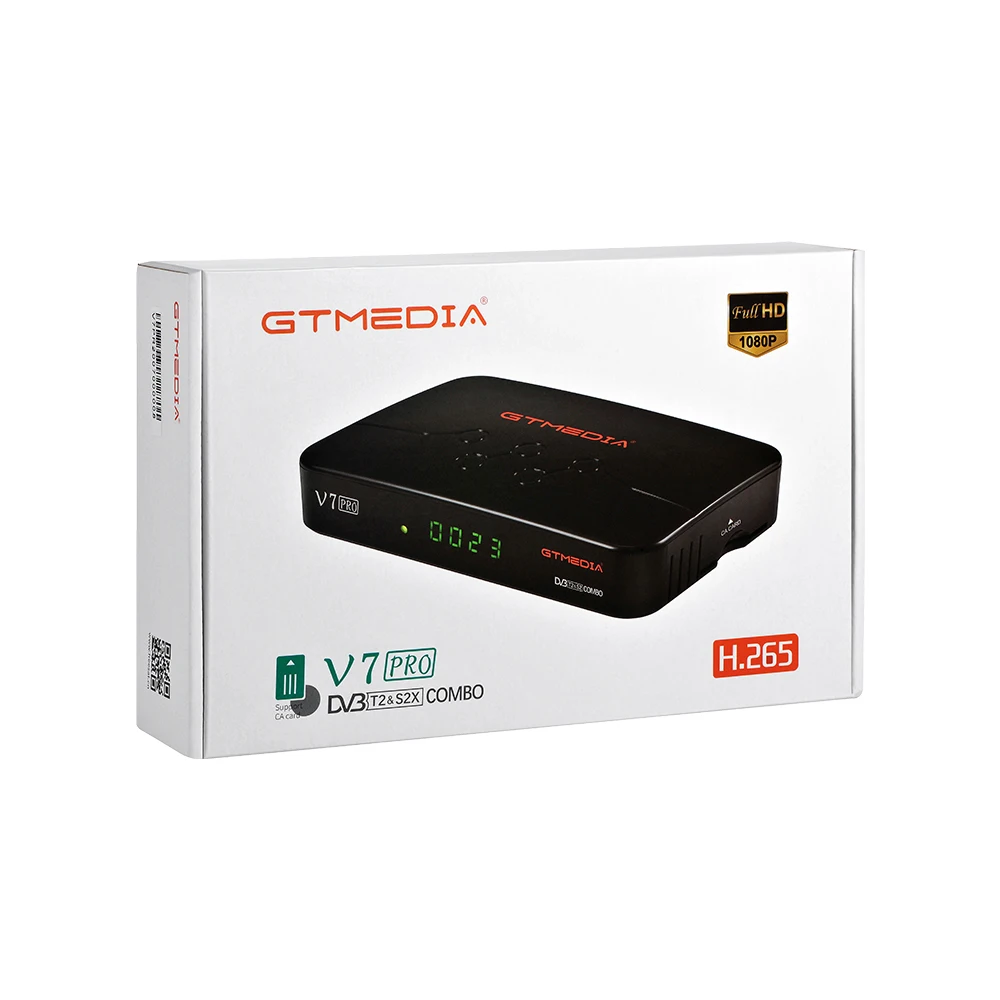 Оптовая продажа, комбинированный ТВ-приставка GTmedia v7Pro, спутниковый ТВ-декодер H.265, 10-битный приемник DVB T2