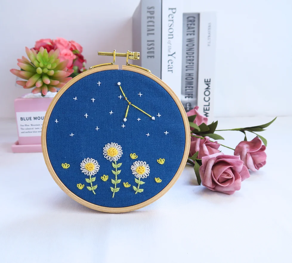 
Diy Embroidery Starter Kit Floral Pattern Stamped Fabric For Adults Beginners Cross Stitch Kits 