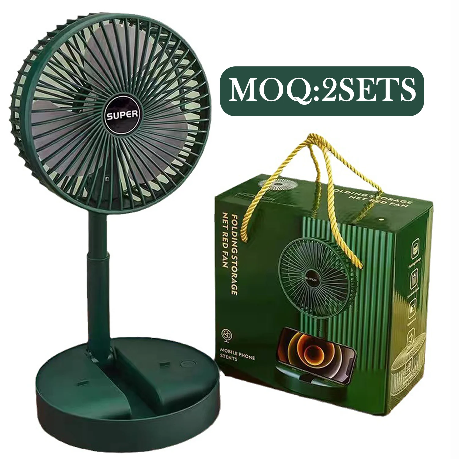 Factory wholesale Folding Portable Fan Floor Standing Fan USB Rechargeable Wireless Telescopic Fans with Promotional Gift Box
