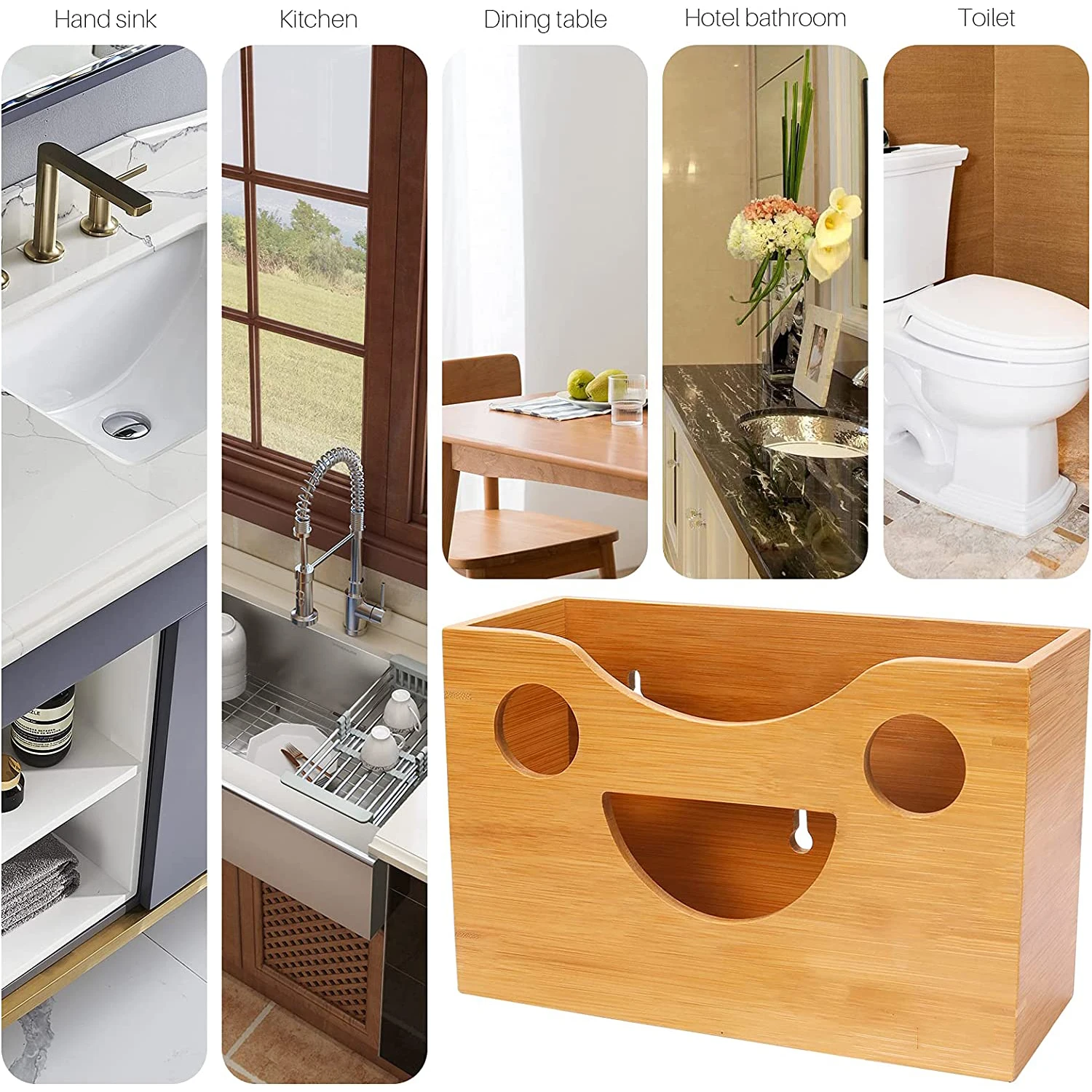 Paper Towel Dispenser Countertop Wall Mount Manual Bamboo Paper Hand Towel Holder Compatible with Trifold C Fold Z Fold