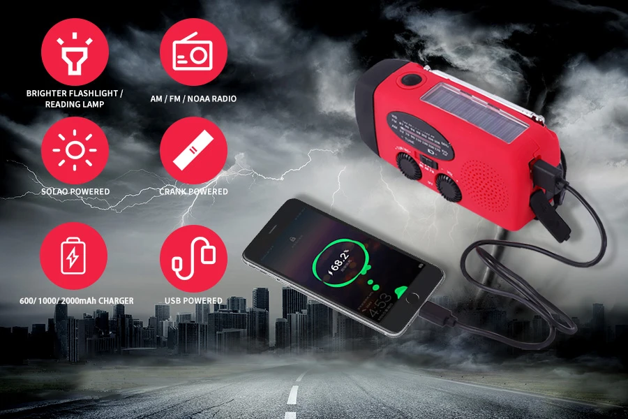 Multi band hand crank solar fm radio portable cb amfm solar radio