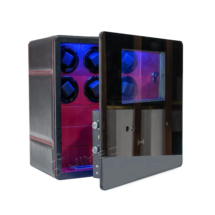 Jimbo leather motor custom automatic watch winder safe with storage box