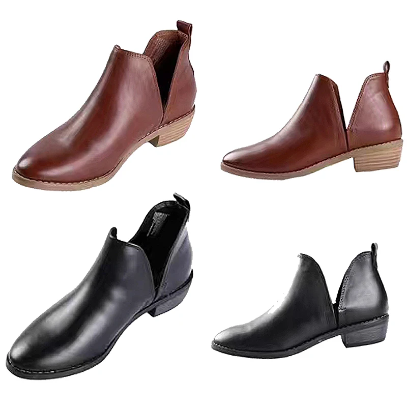 High Quality Ladies Fashion PU Retro Casual Shoes with Squared Heels