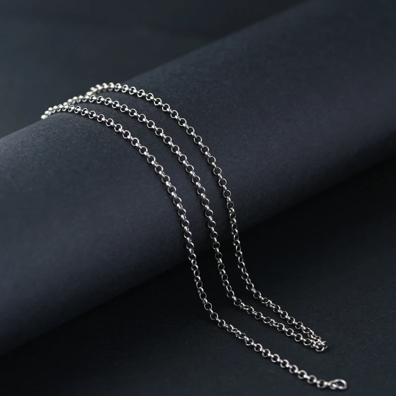 Genuine silver chain wholesale S925 Sterling Silver Chain Jewelry 2mm fashion retro link ring chain necklace for women