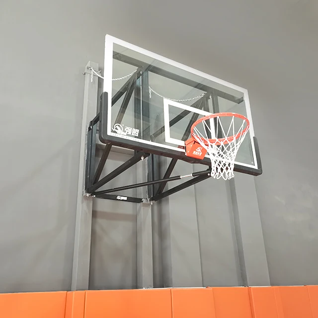 Indoors 10 Feet Height 1800*1050 mm Tempered Glass Backboard Wall Mounted Basketball Hoops