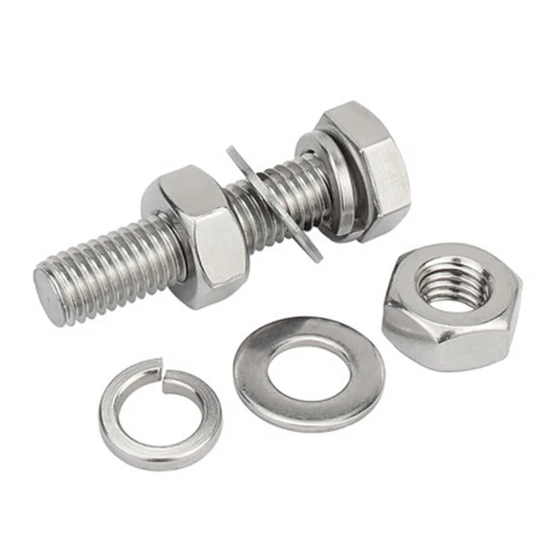 Free Sample M10 stainless steel 316 m10 hex bolt and nut with flat washer hex nut bolt
