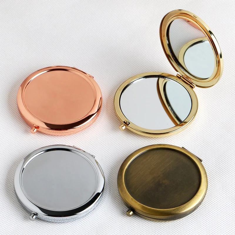 Factory Travel Makeup Mirror Compact Portable for Handbag Purse Pocket Folding Handheld Double Side Round