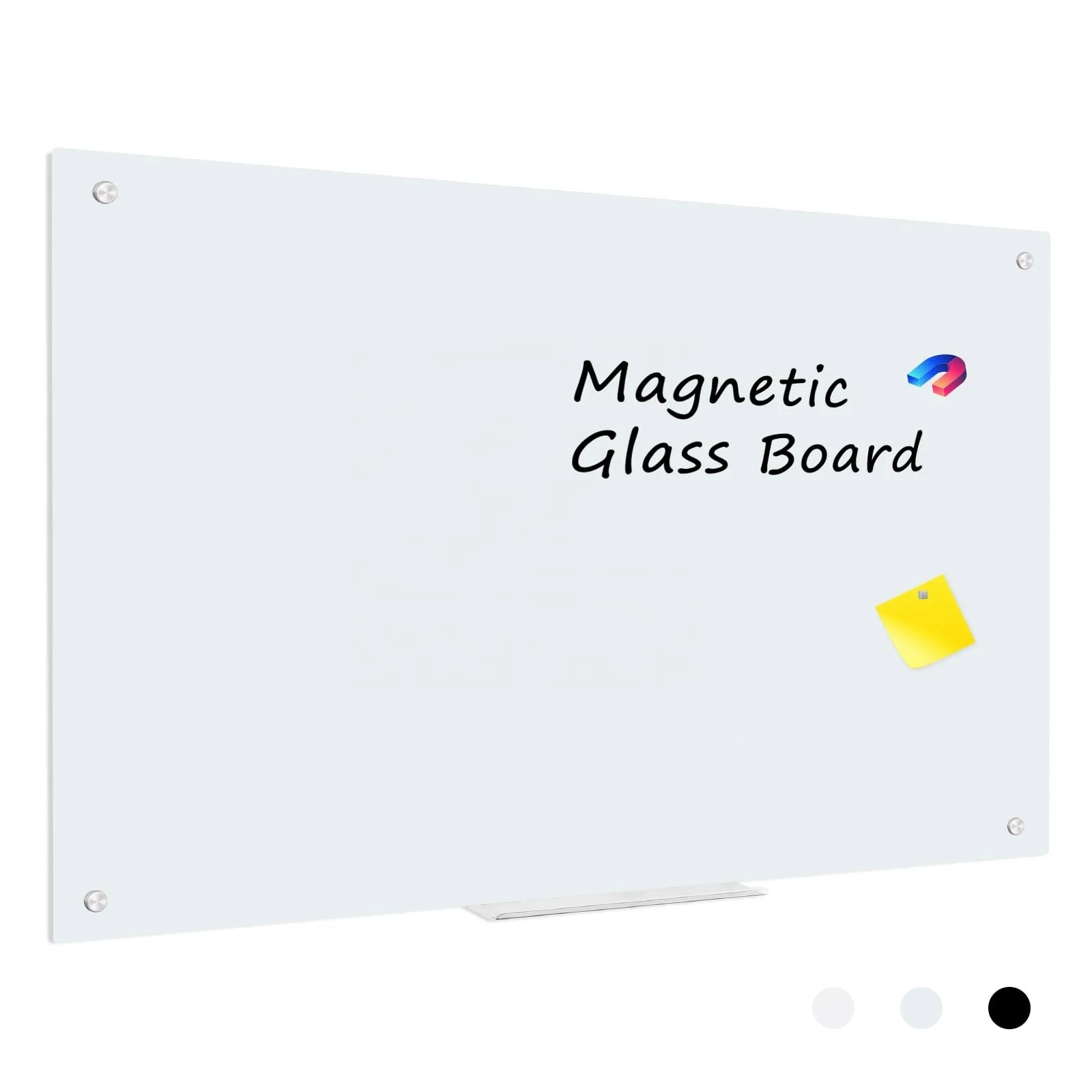 Magnetic Glass Whiteboard, 24 x 18 Inches Glass Dry Erase Board, Wall Mounted Frameless for Office School Home, Normal White