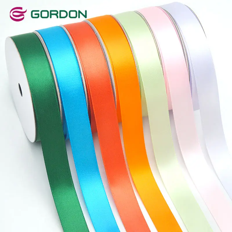 Gordon Ribbons 5/8 inch Custom Ribbon Polyester 196 Color Satin Ribbons Gift Wrapping Bow Making Single Sided Satin Ruban