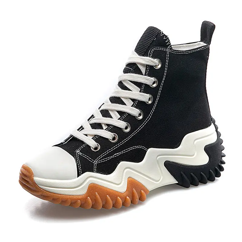 Wholesale Custom Slip On Fashion New Chunky Slugged Bottom Blank White Canvas Trendy Shoes for Men Women Ladies with Print