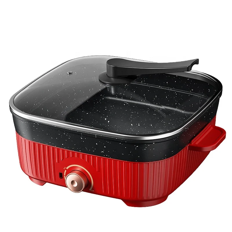 New square with temperate control electric skillet