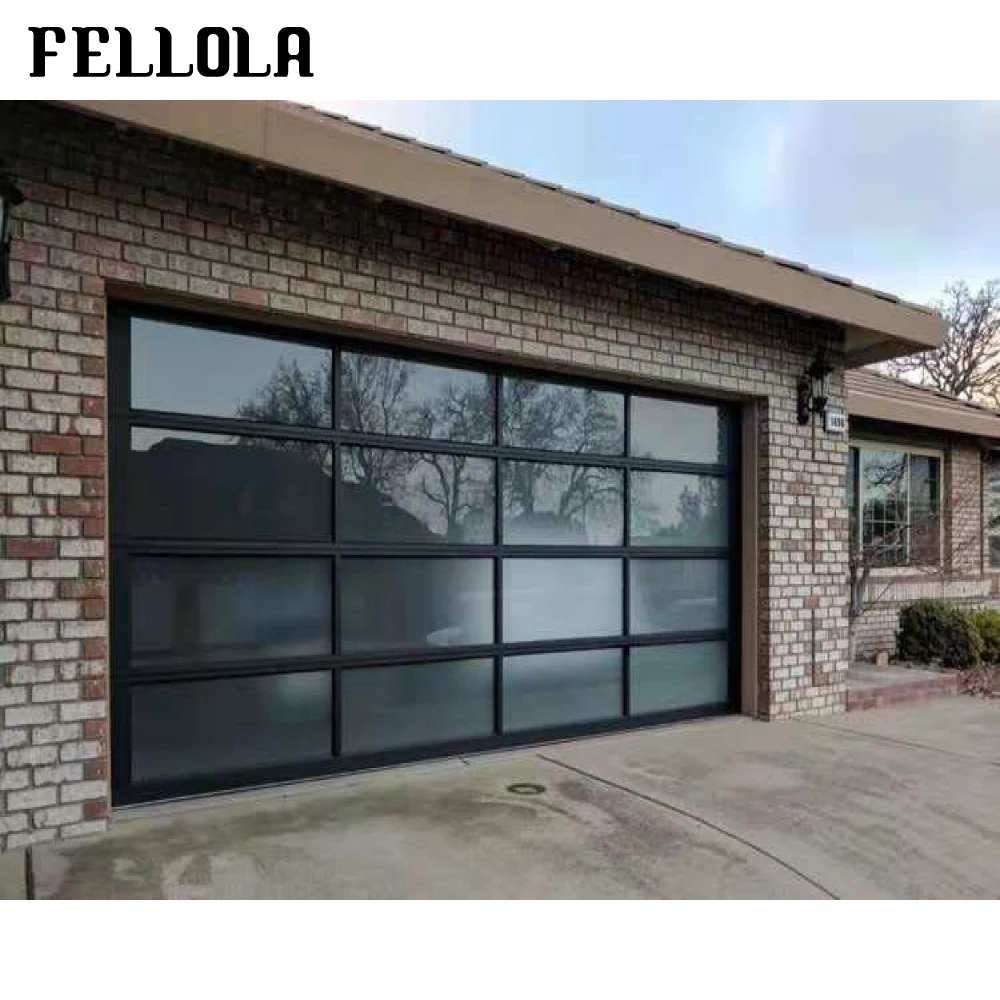 High quality interior home aluminium bi fold clear glass with motor garage door