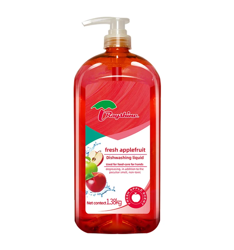 Rayshine Eco-friendly Kitchen Supply Apple fragrance Liquid detergent for Dish washing detergent bulk 1.38KG