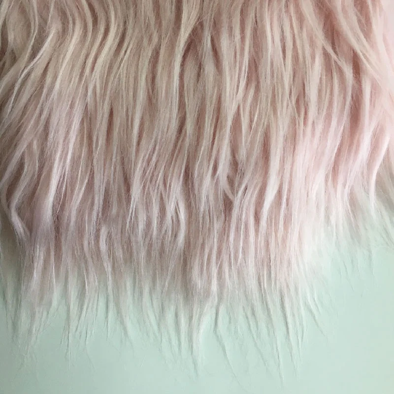 pink high quality long pile 80mm fake faux artificial curly mongolian lamb fur fabric