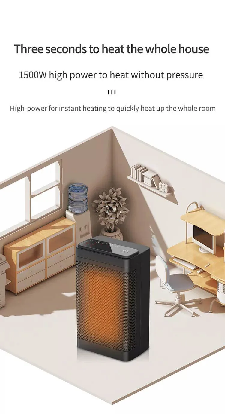 Office Quick Heating Fan PTC Ceramic Silent Adjustable Heater Portable Heater Rechargeable Desktop Electric Bathroom  Heater