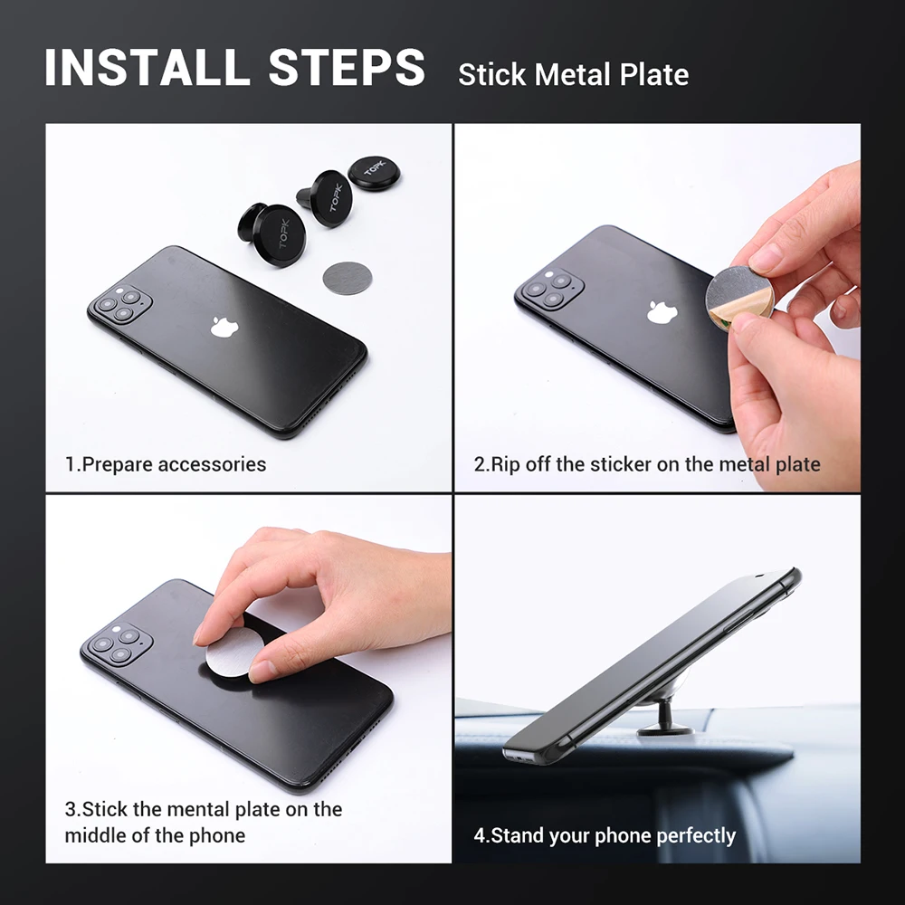 TOPK D21 Fashion Zinc Alloy Strong Magnetism Cell Phone Sticky Magnetic Car Phone Holder