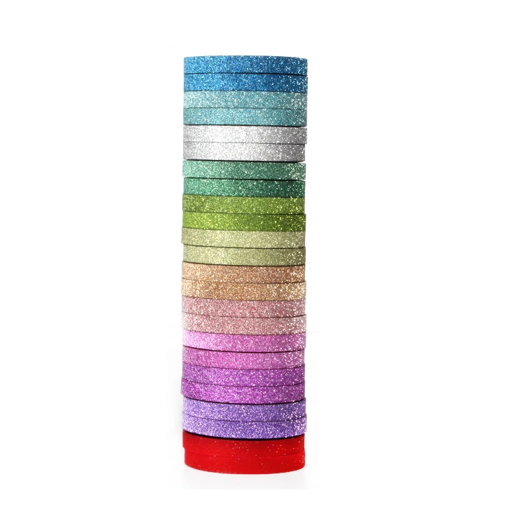 Multi Colored 5mm Glitter Washi Tape Set Masking Tape for DIY Crafts Scrapbooking Designs