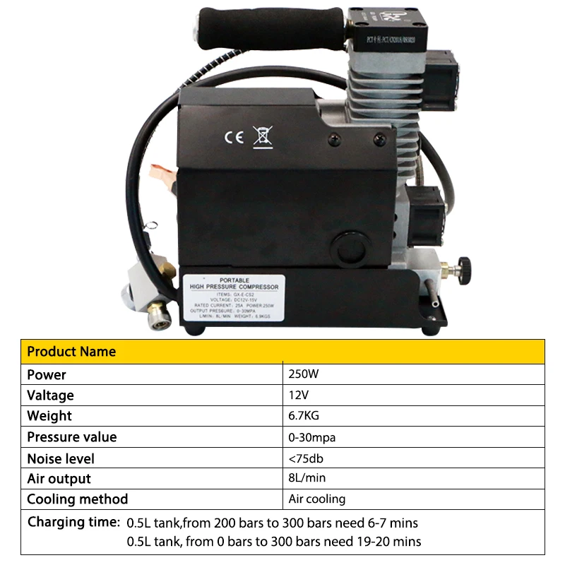 12V Portable Mini PCP Air Car Conditioner Compressor Air Gun and Paintball Tank Pump with Adapter for Scuba Diving
