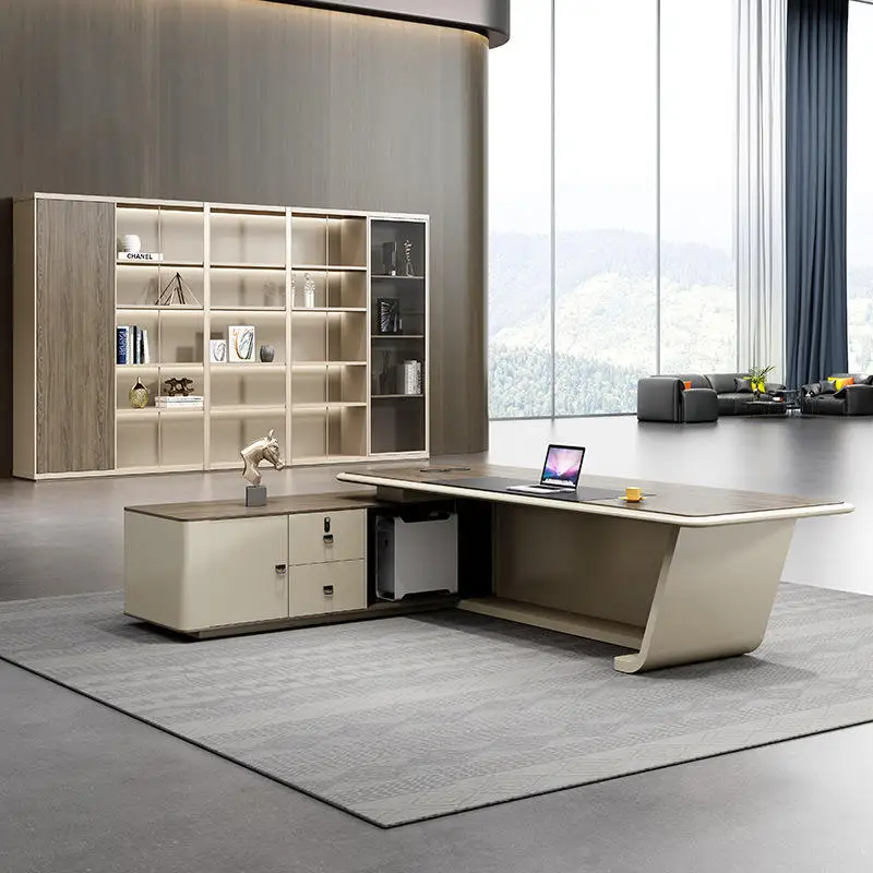 high-end Manager President Office Desk with Multimedia box and USB sockets Modern Luxury Executive Office Desks