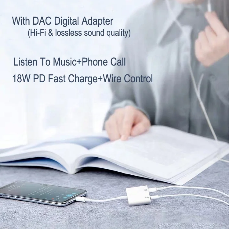 
premium digital 2 in 1 dual usb type c headphone adapter for Samsung/Huawei/Google/Xiaomi/Oppo/Vivo 