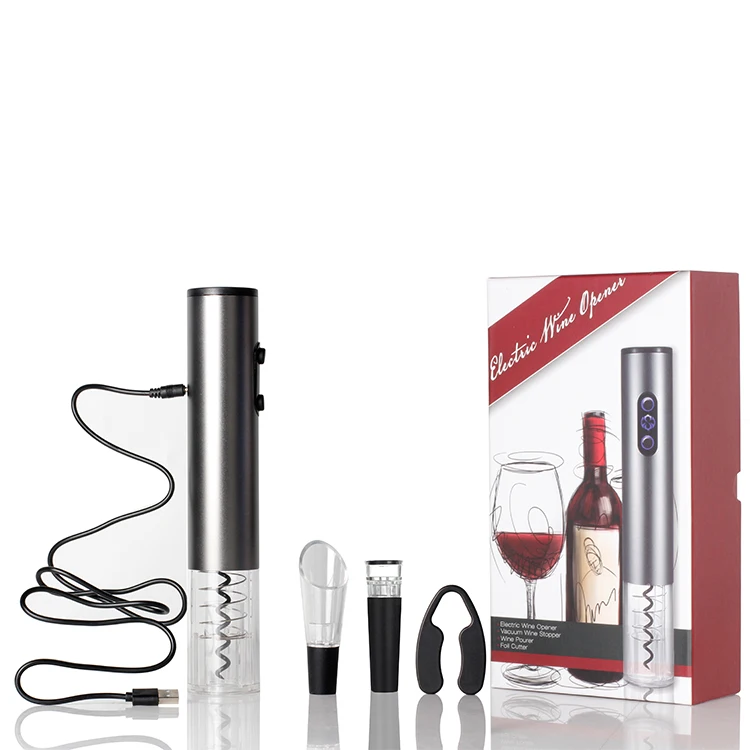 Electric Wine Opener Manufacturer Rechargeable Automatic Electric Wine Bottle Opener Kit With USB Charging 4-in-1 Gift Set