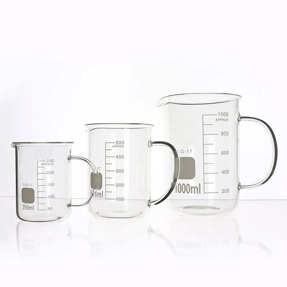 400ml Low Form Borosilicate3.3 Glass Beaker Cup with Handle for Kitchen Cooking or Bar Cocktail Making