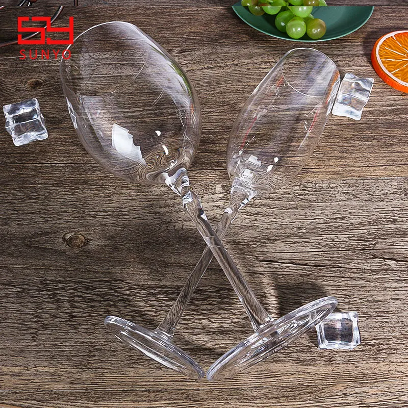 SUNYO Crystal Customize Logo Blank Drinking Set Wedding Hand Crafted Twist Stem Champagne White and Red Wine Glass Cup