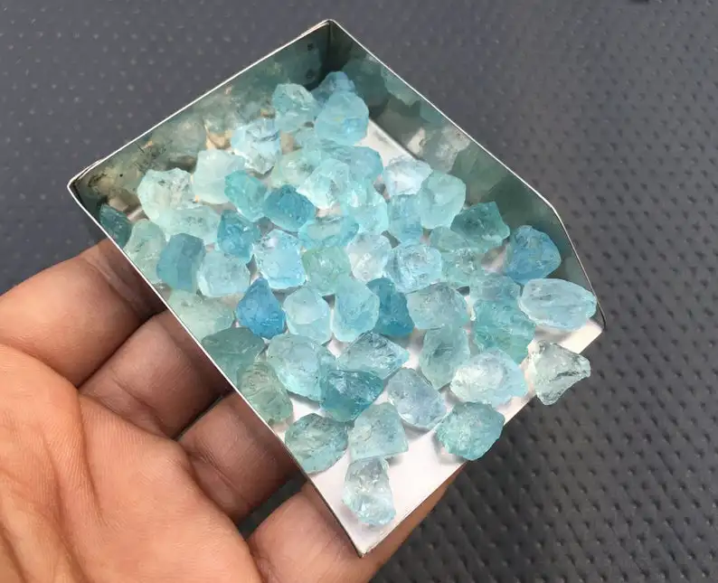 25 Pieces Natural Blue Aquamarine Loose Gemstone Untreated Raw March Birthstone Wholesale Natural Jewelry