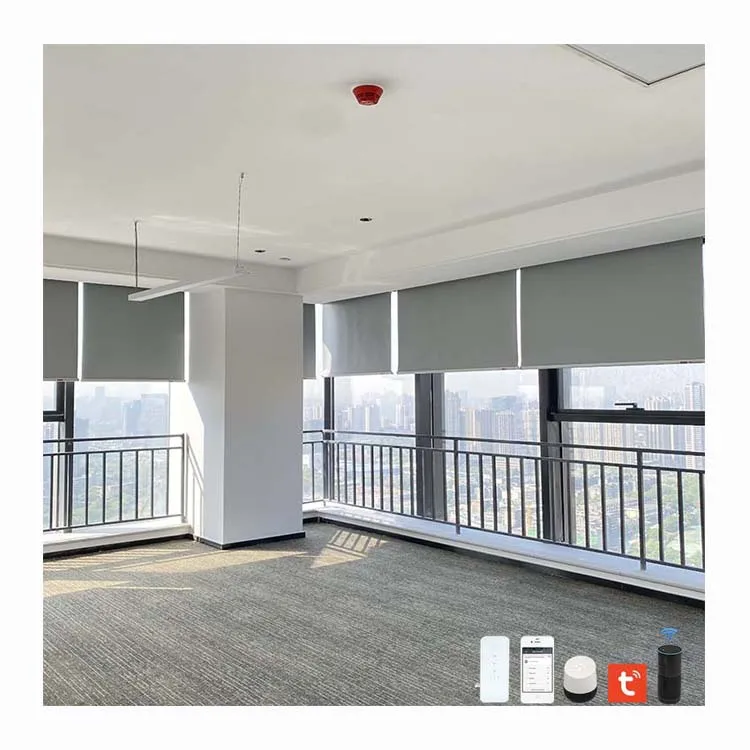 Customized dual sheer motorized automatic electric remote control roller shades blinds windows roller blinds