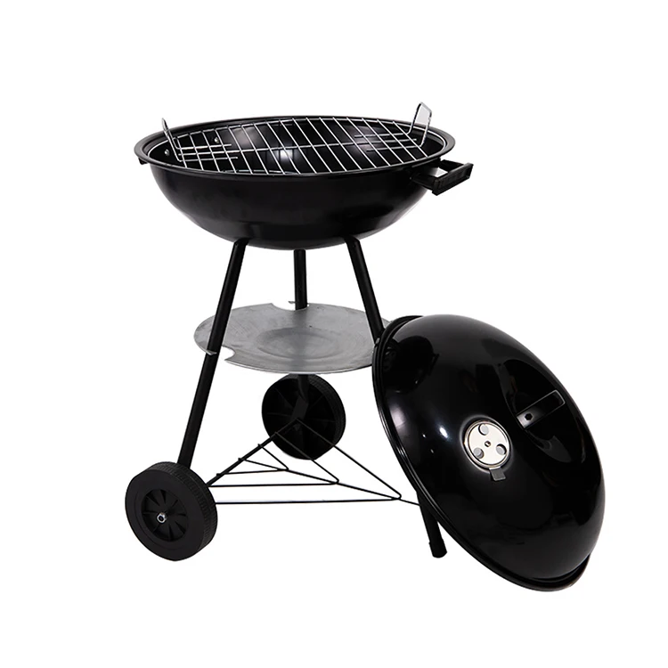 Enamel Materials Barbecue 18 Inch Trolley Barbecue Grill Charcoal BBQ Grill with Wheels
