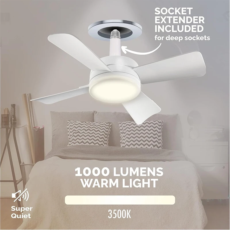 Socket Fan Cool Light E26/E27 Base with ETL certification  for Bedroom, Living Room, Kitchen, Balcony from BBT