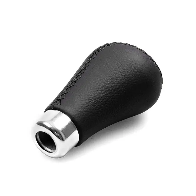 Gear Shift Knob Shifter Lever Cover Leather Automatic Manual Black Red Stitch