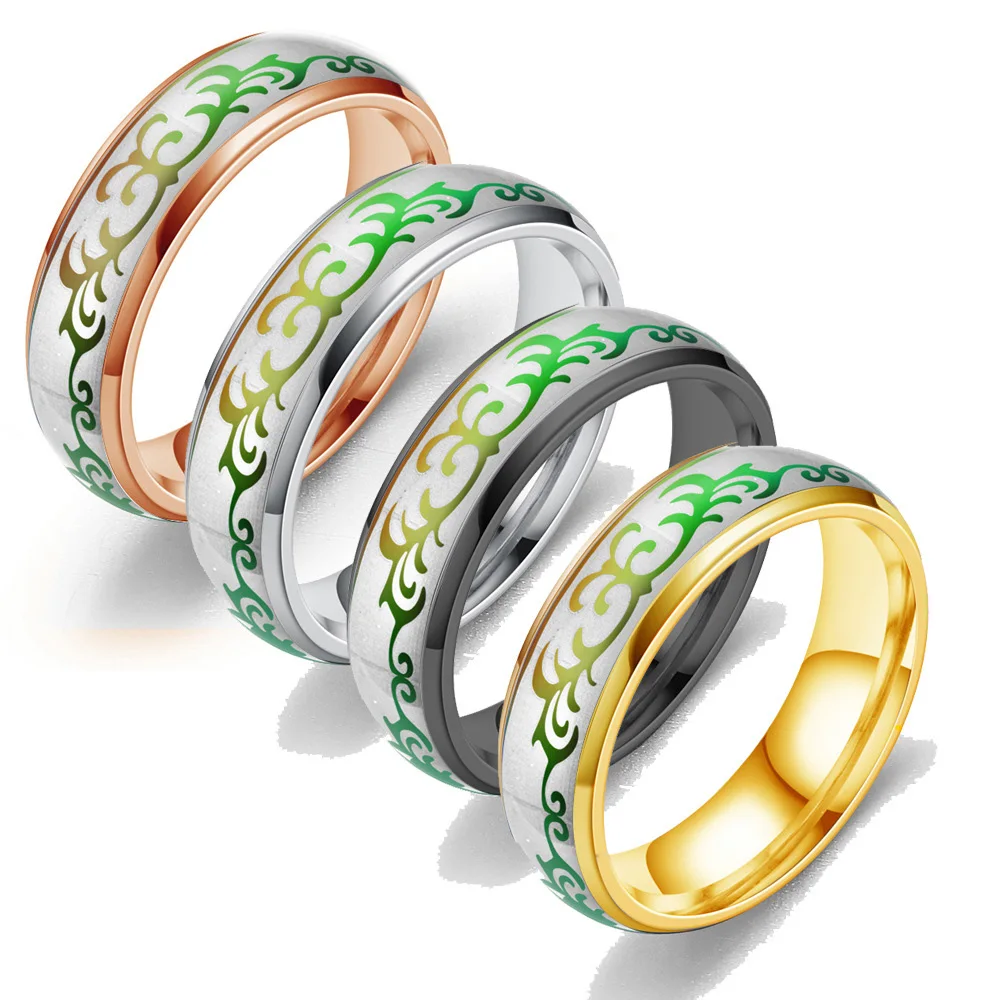  stainless steel Grass mood rings temperature change colors titanium men and