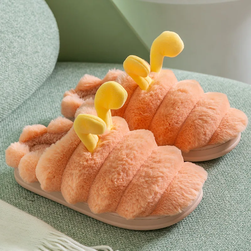 Girl boy cartoon slippers cute plush animal PVC family slippers rabbit fur soft and comfortable cotton slippers