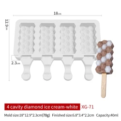 DUMO Diamond Popsicle Mold DIY 4 Holes Creative Ice Cream Silicone Mold