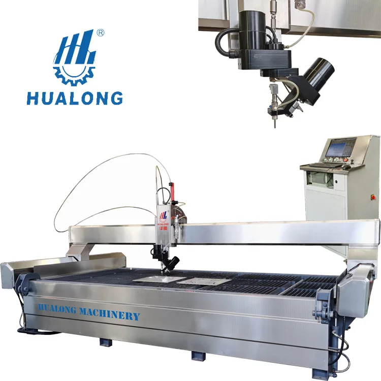 Hualong Machinery Good Quality Metal Stone Glass Cutting Waterjet with 5 axis cutting function CNC control system drawing system