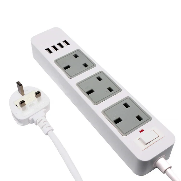Multi Layer Electrical UK Standard Power Board with 3-Gang 4USB Power Strip Manufacturer
