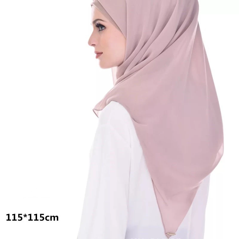 Wholesale Plain georgette scarf thick bubble heavy chiffon hijab muslim  tudung muslim women chiffon shawls