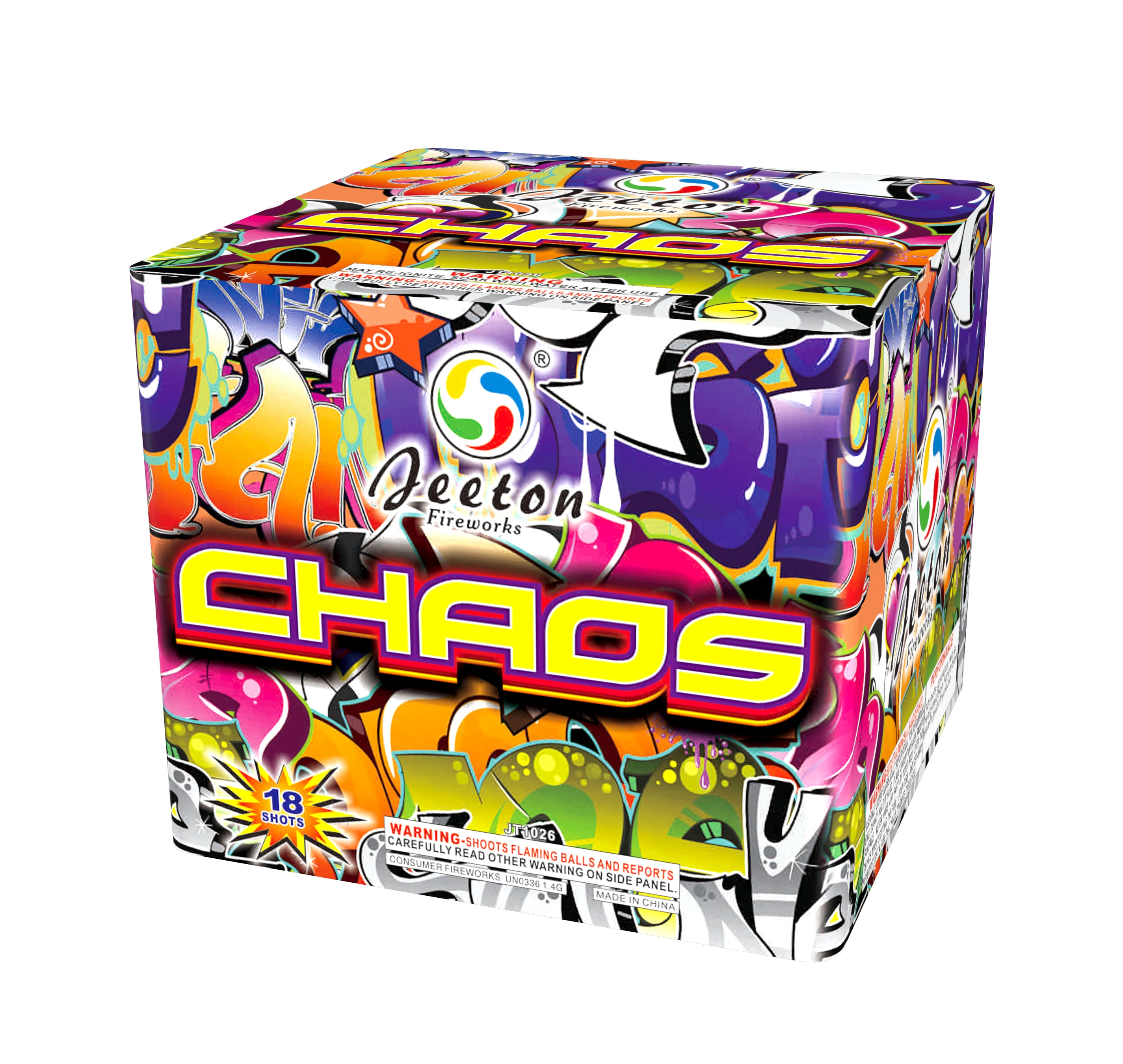 Jeeton fireworks manufacture JT1026 chaos 18 shots mixed 200g cake consumer fireworks EX AFSL approval for wedding