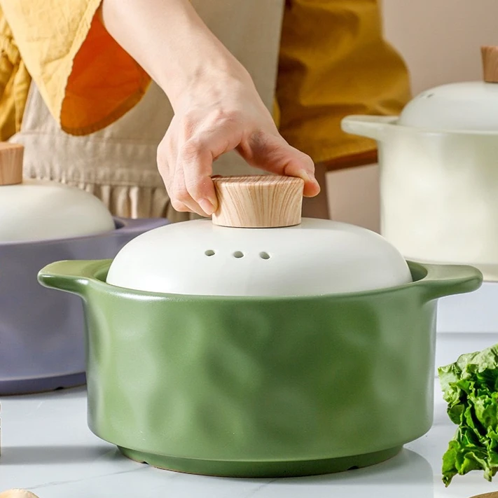One Piece Dropshipping Nordic Simple Cream Style Ceramic Casserole Household Soup Pot High Temperature Dry Cooking Stew Pot