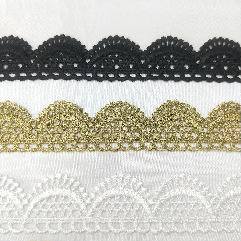 High Quality Golden Embroidered Polyester Ribete de Encaje Lace Trimming Fabric Guipure Lace for Wedding Dresses Clothes-XYJB30