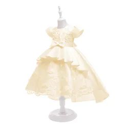 toddlers lace prom flower princess ball gown children girl 7th birthday party dress baby casual girl dresses kids summer