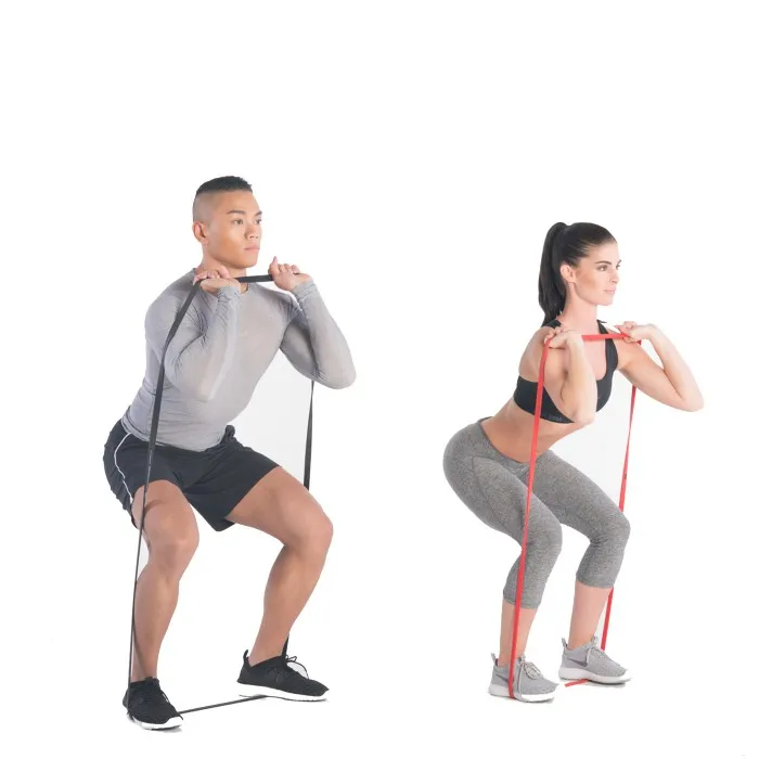 Customized resistance band set fitness elastic bands colors red and black rubber band pull up