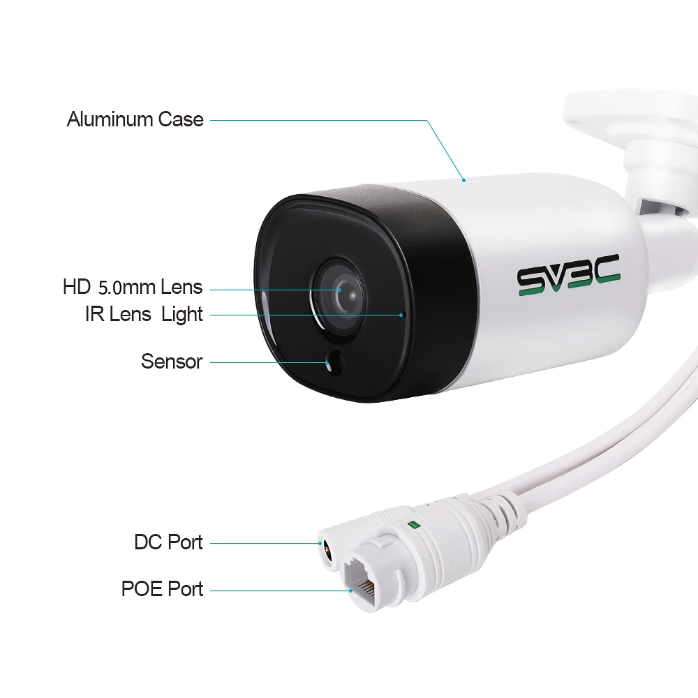 H.265 1080p 3mp 4mp 8mp human motion detection bullet cctv camera ai smart outdoor hd poe surveillance & ip network camera