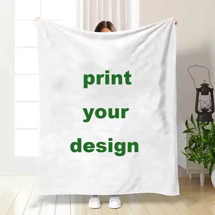 LOW MOQ Luxury Customized Logo Name Text Packaging Custom Kids Baby Blanket Bed Sofa Throw Custom Printed Blankets with Logo
