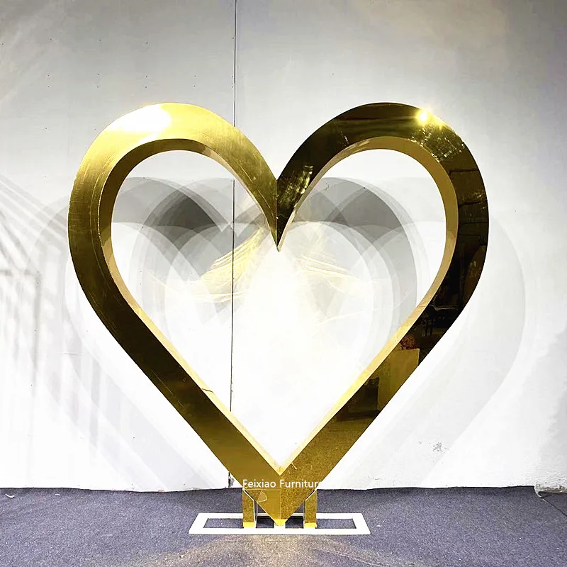 New Design Mirror gold Acrylic Heart shaped wedding background